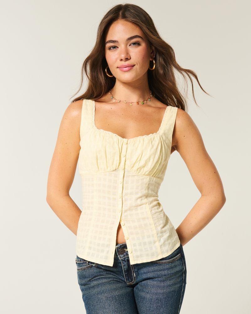 Ruched Crosshatch Top