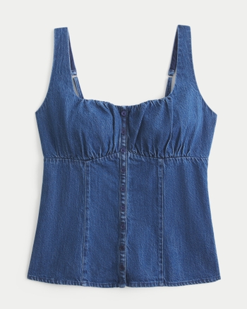 Women's Ruched Denim Top | Women's | HollisterCo.com