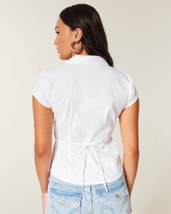Short-Sleeve Tuxedo Shirt, White view 2