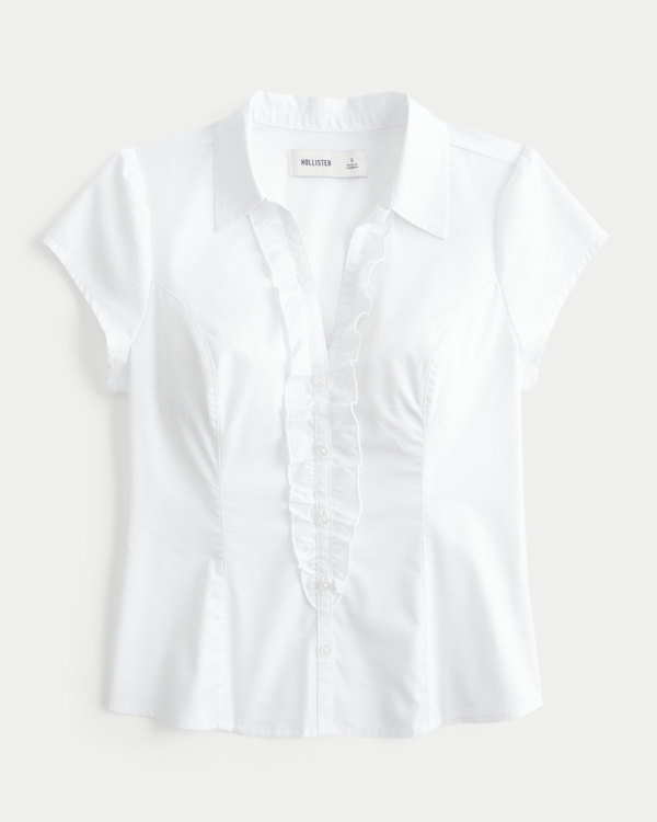 Short-Sleeve Tuxedo Shirt, White view 1