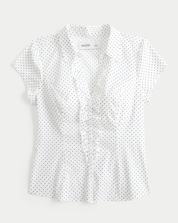 Women's Short-Sleeve Tuxedo Shirt | Women's Tops | HollisterCo.com