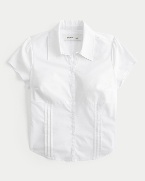 Short-Sleeve Poplin Shirt, White view 1