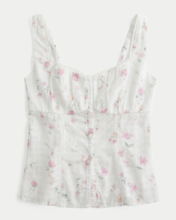 Button-Through Blouse, White Floral view 1