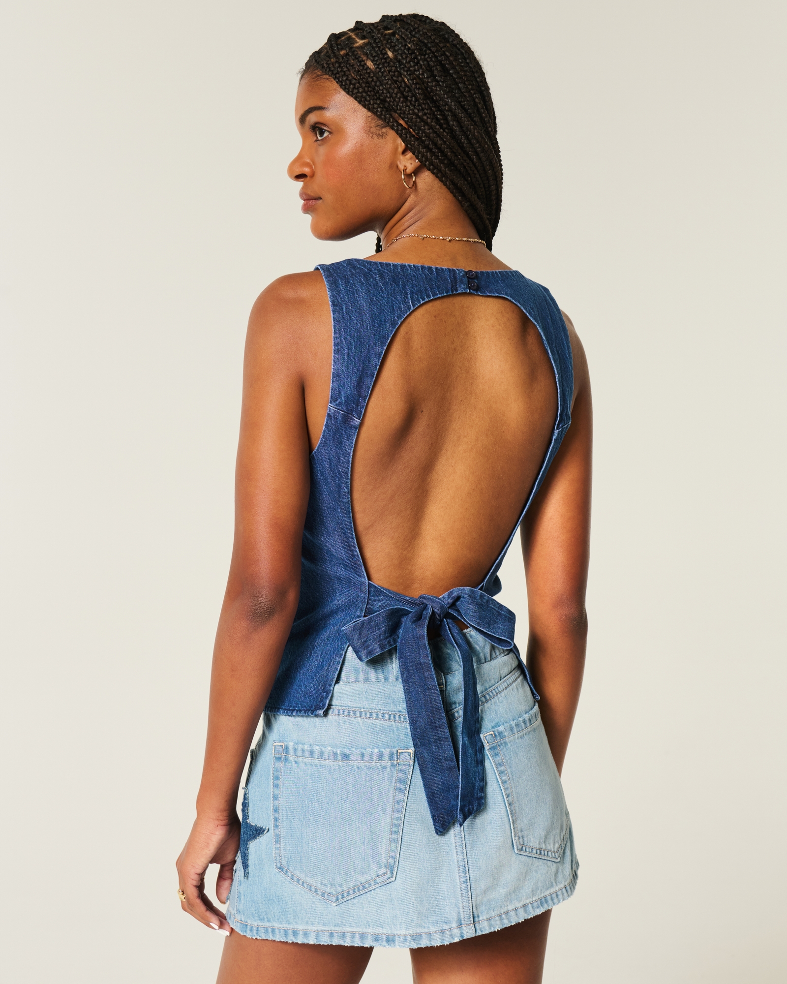 Women's Denim Open-Back Top | Women's Clearance | HollisterCo.com