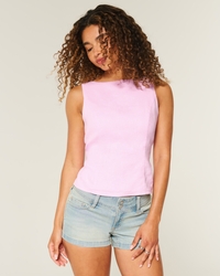 Linen-Blend Open-Back Top