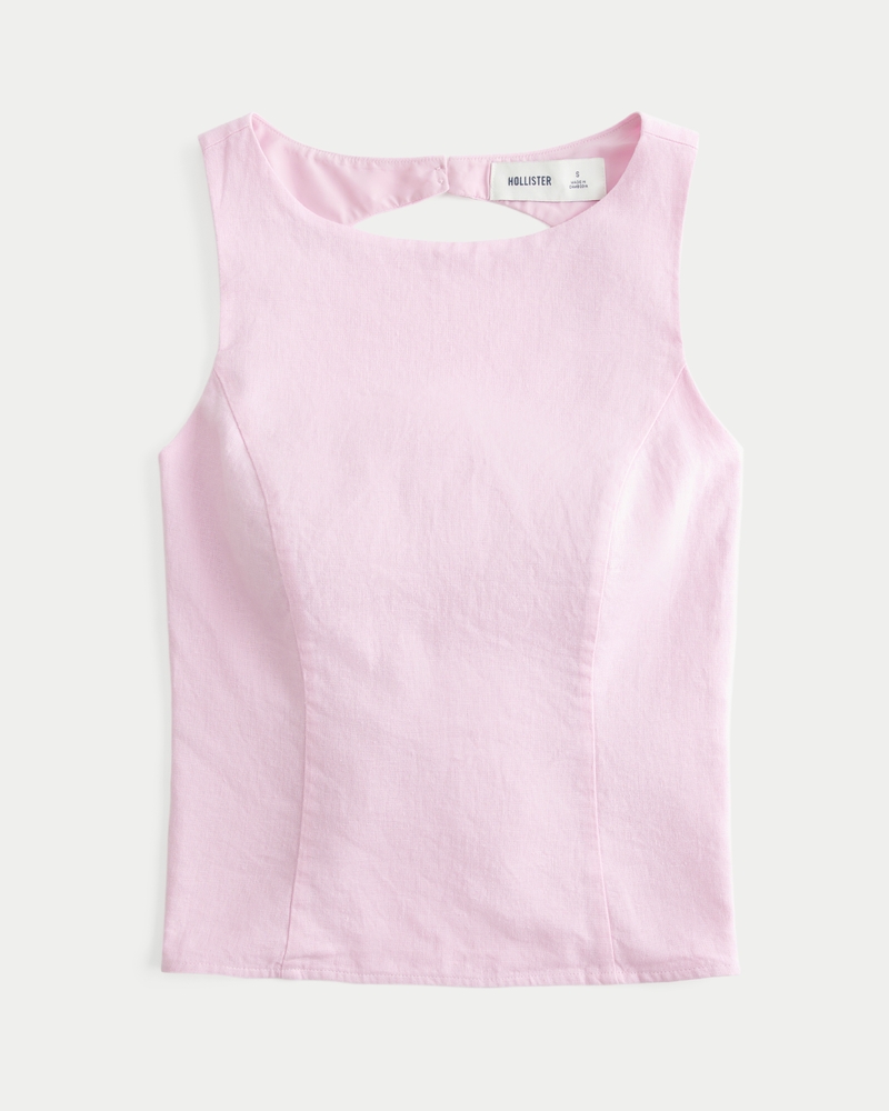 Linen-Blend Open-Back Top