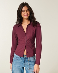 Stretch Poplin Button-Through Shirt