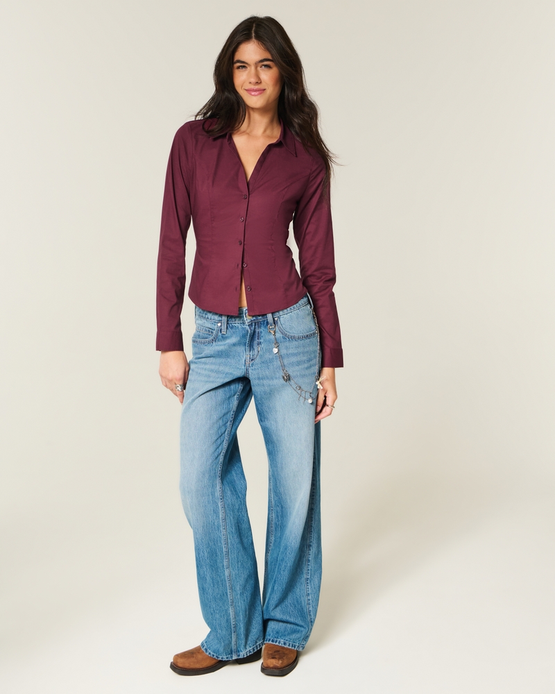 Stretch Poplin Button-Through Shirt