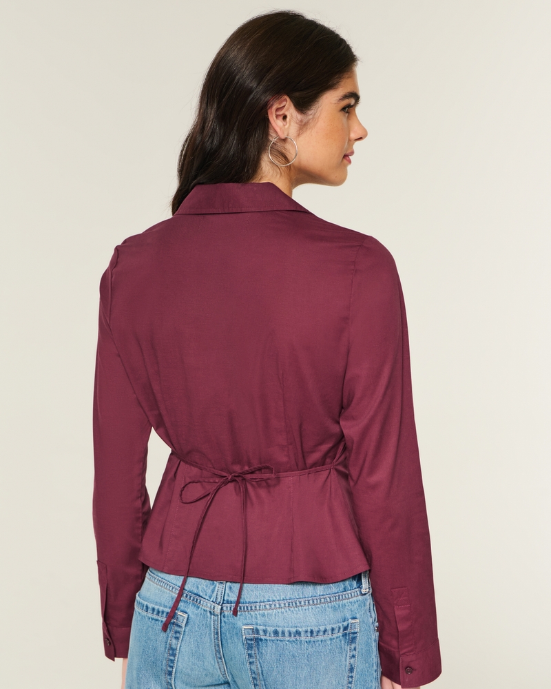 Stretch Poplin Button-Through Shirt