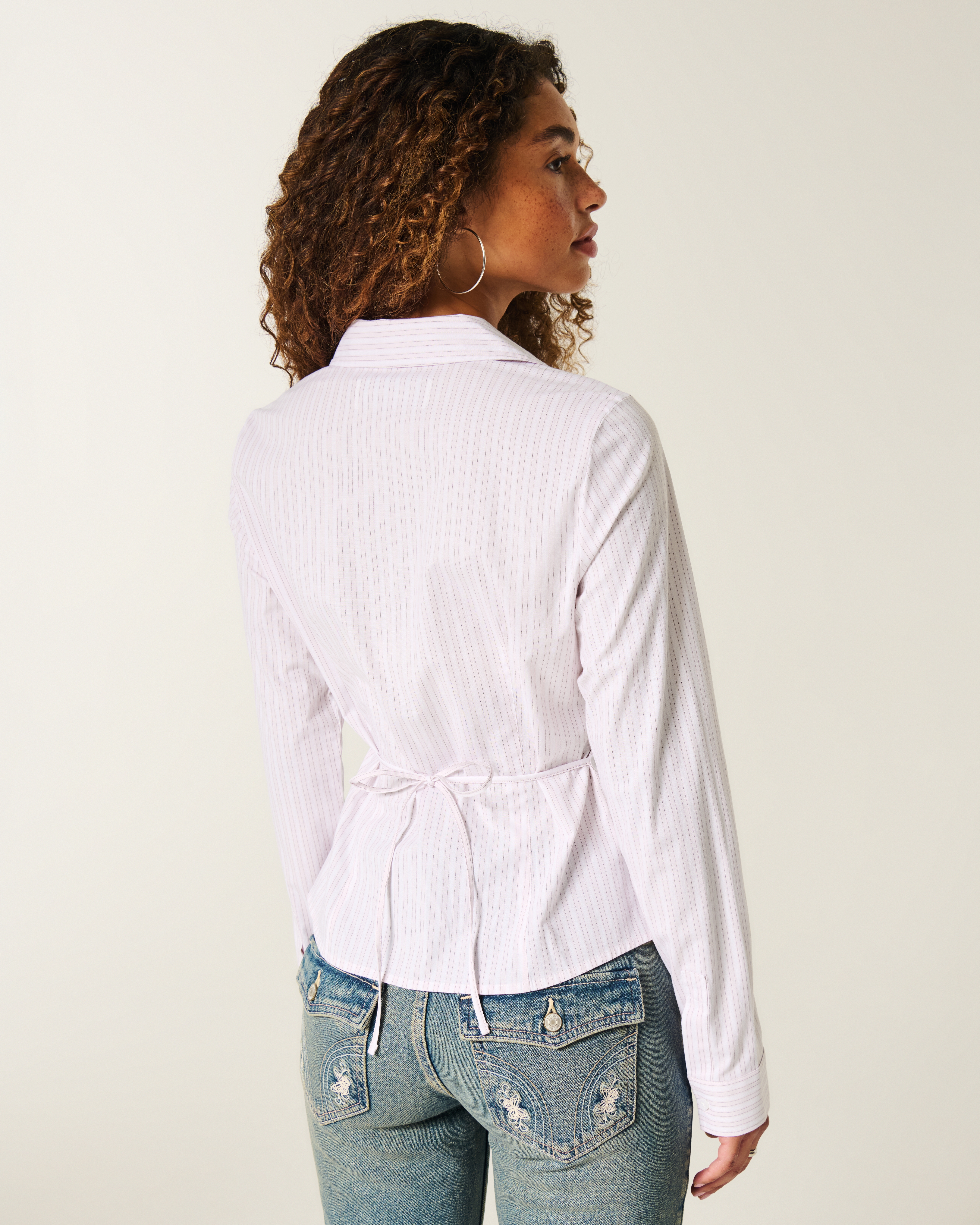 Stretch Poplin Button-Through Shirt