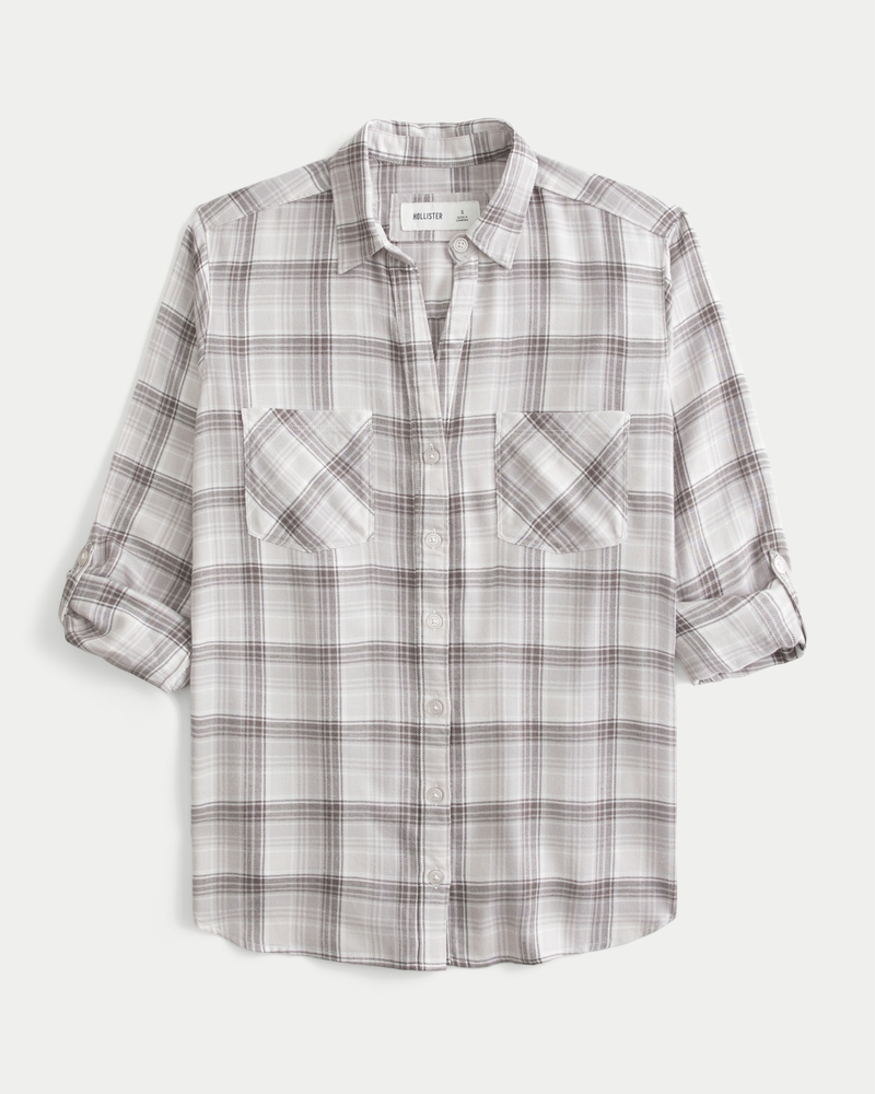 Women's Oversized Flannel Shirt Women's Tops