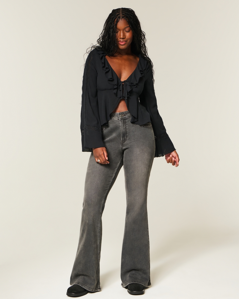 Easy Long-Sleeve Ruffle Babydoll Top