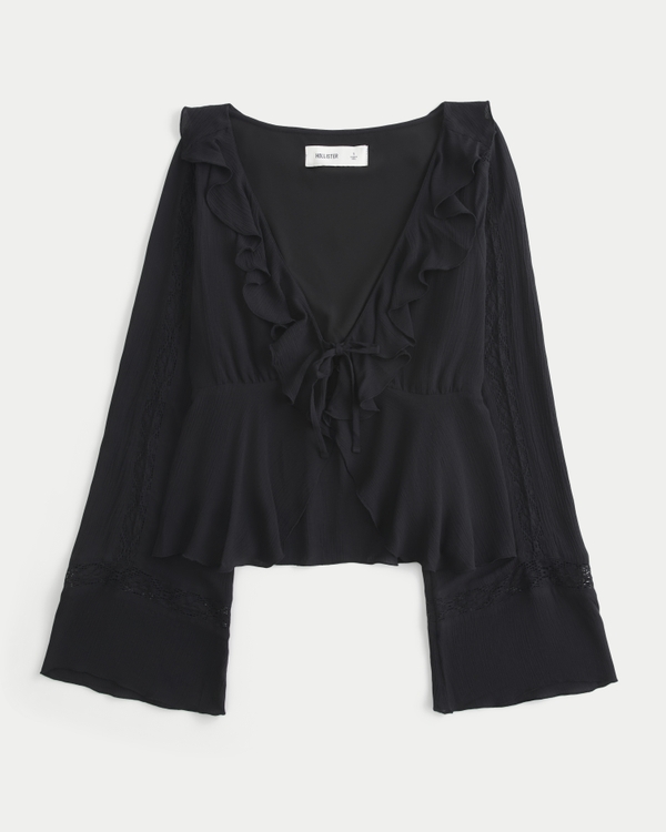 Easy Long-Sleeve Ruffle Babydoll Top