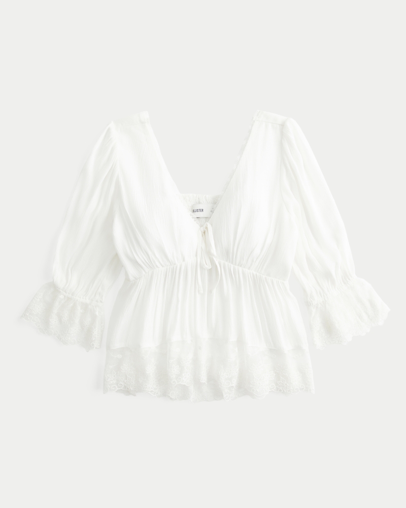 Three-Quarter Sleeve Babydoll Top