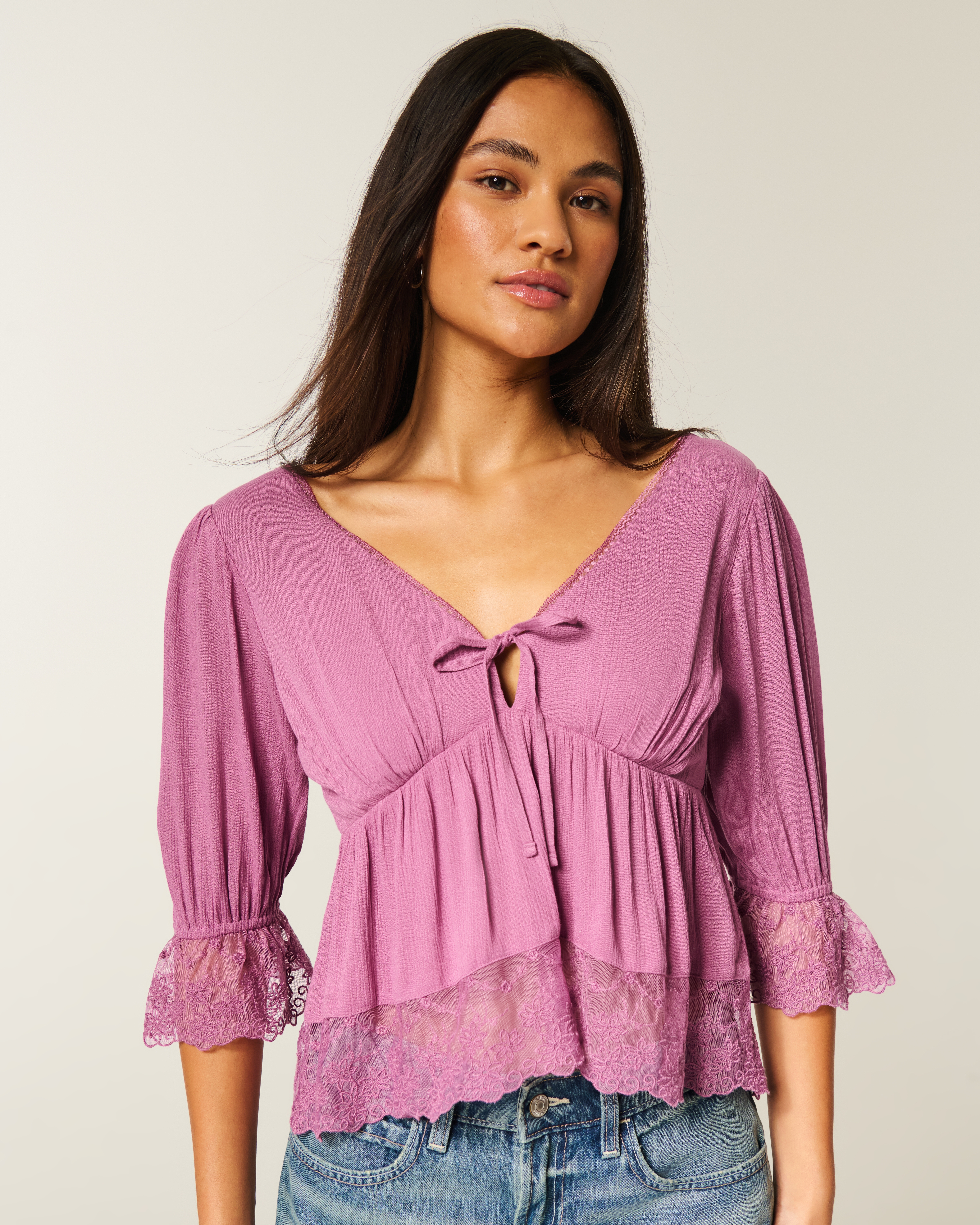 Three-Quarter Sleeve Babydoll Top