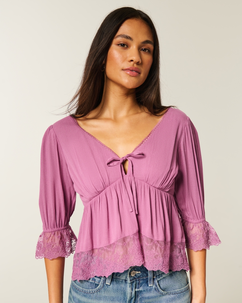 Top babydoll con manga tres cuartos