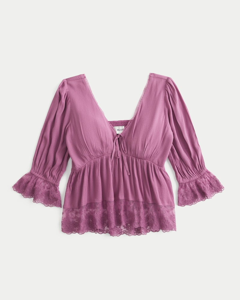 Top babydoll con manga tres cuartos