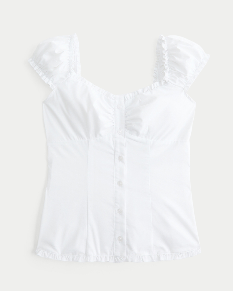 Short-Sleeve Stretch Poplin Top