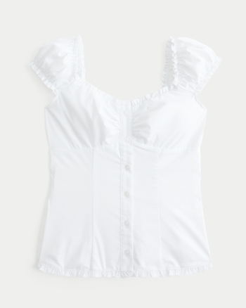Women's Short-Sleeve Stretch Poplin Top | Women's Sale | HollisterCo.com