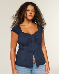 Short-Sleeve Stretch Poplin Top