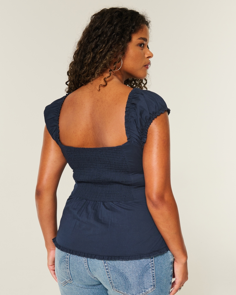 Short-Sleeve Stretch Poplin Top