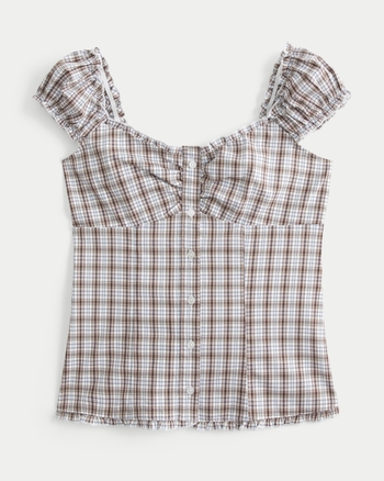 Women's Short-Sleeve Stretch Poplin Top | Women's New Arrivals | HollisterCo.com