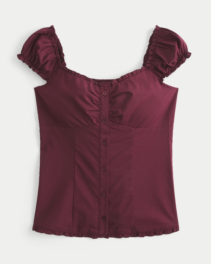 Short-Sleeve Stretch Poplin Top