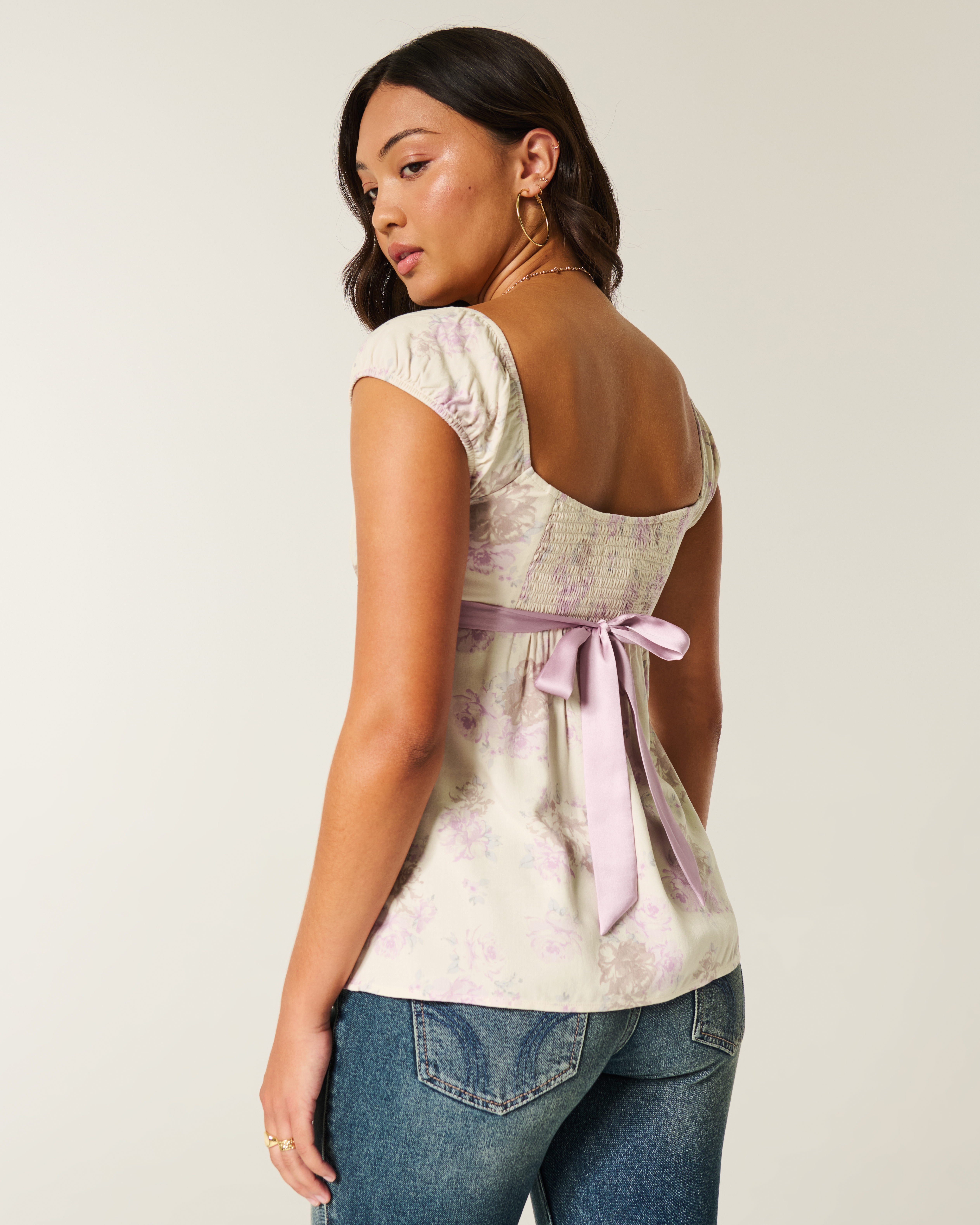 Easy Satin Tie Babydoll Top