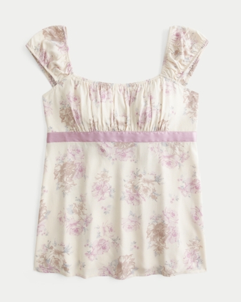 Hollister Easy Satin Tie Babydoll Top