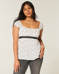 Women's Easy Satin Tie Babydoll Top | Women's Clearance | HollisterCo.com