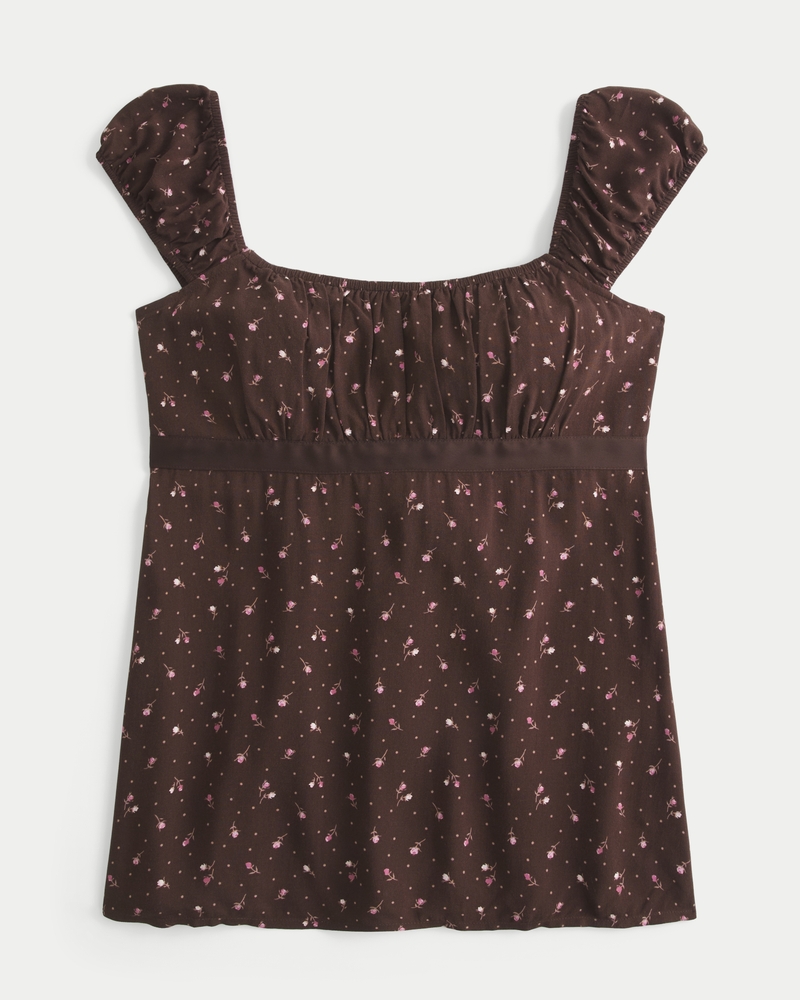 Easy Satin Tie Babydoll Top