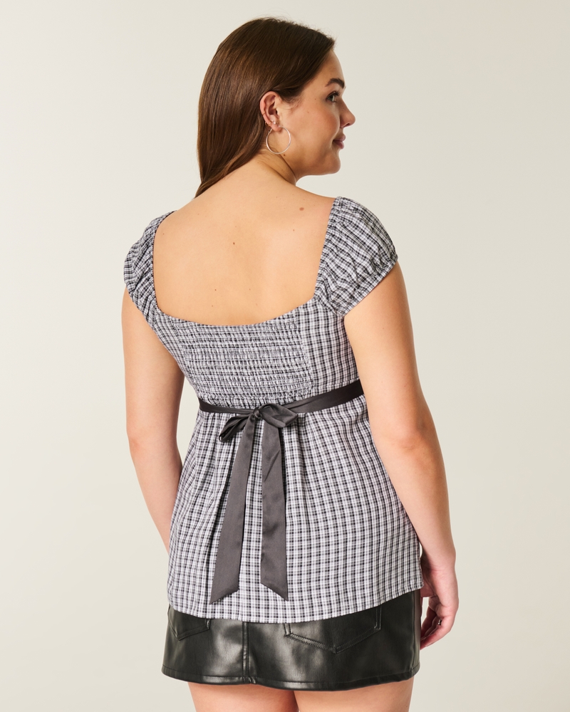 Easy Satin Tie Babydoll Top