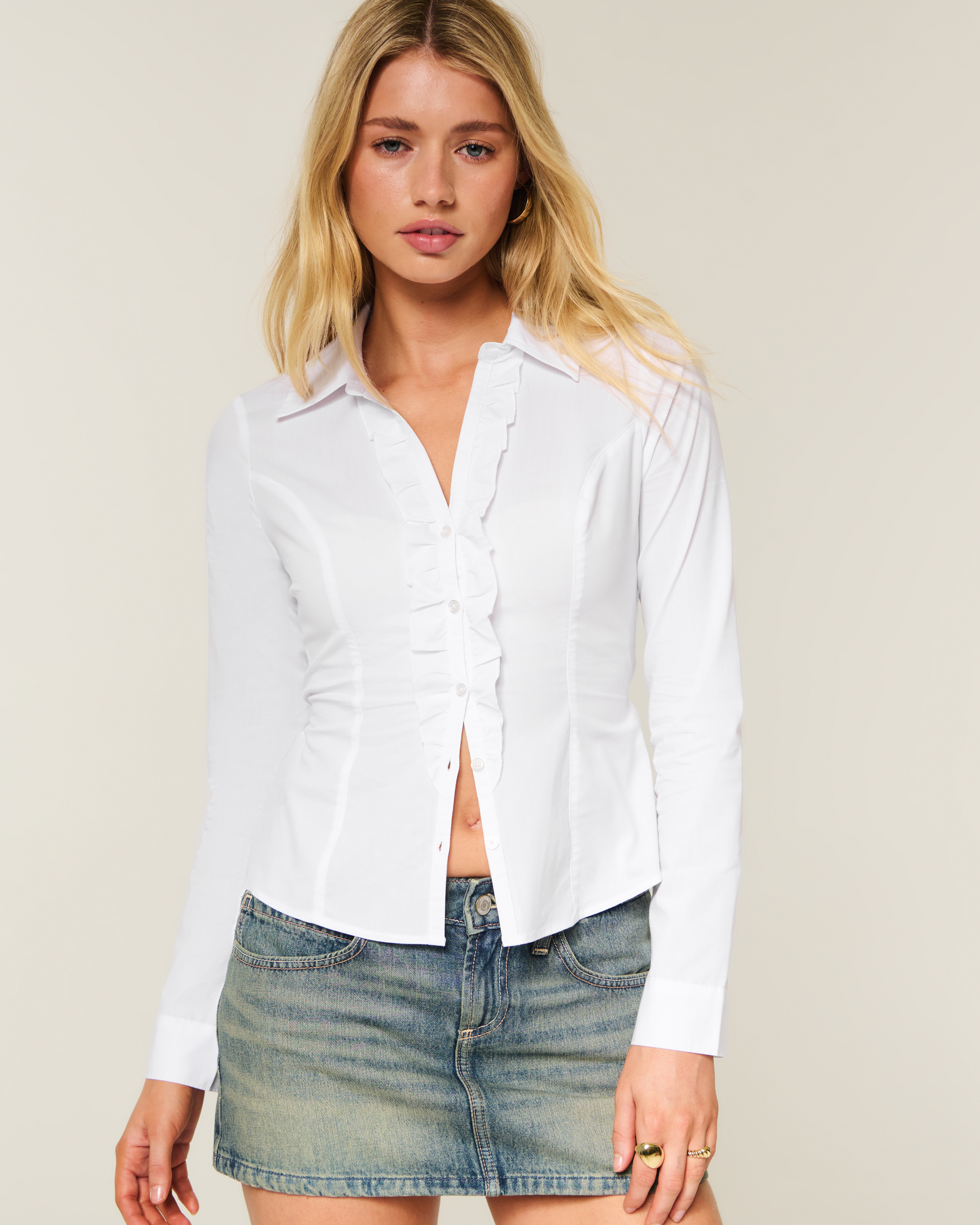 Tuxedo-Style Stretch Poplin Shirt