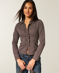 Tuxedo-Style Stretch Poplin Shirt