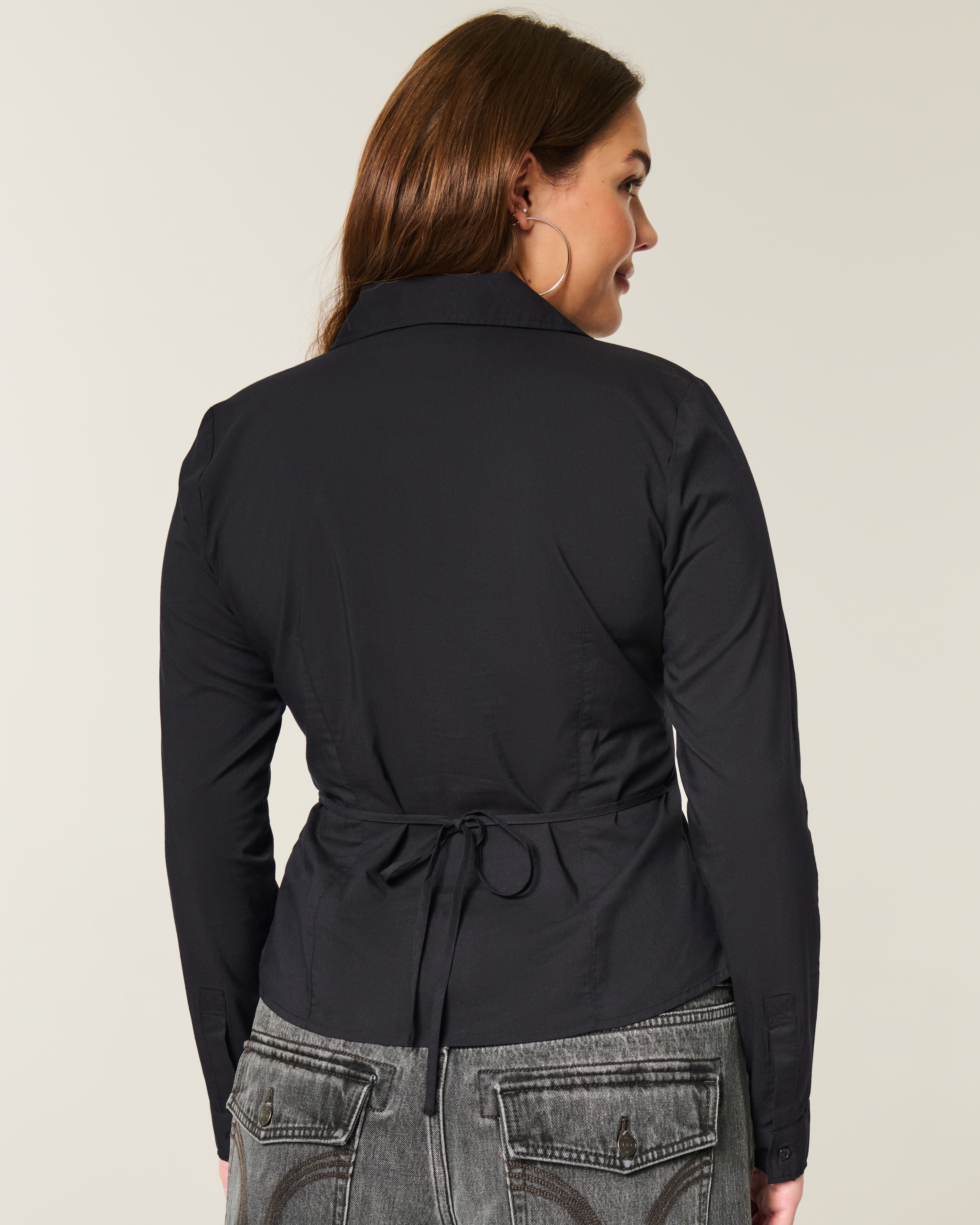 Hollister Tuxedo-style Stretch Poplin Shirt