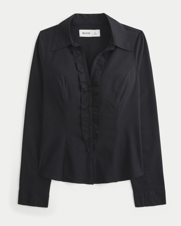 Tuxedo-Style Stretch Poplin Shirt