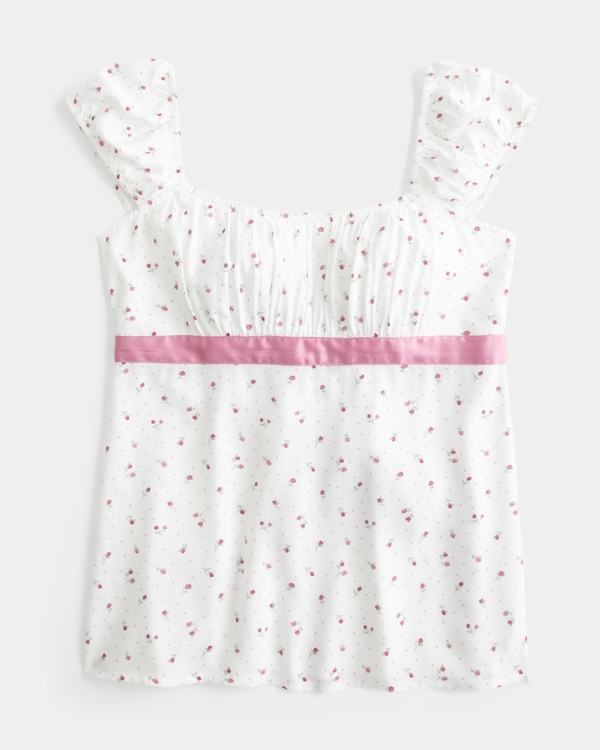 Top babydoll Easy Fit de satén anudado