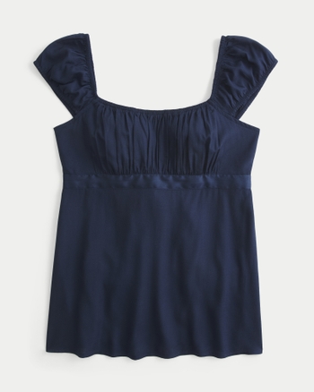 Women's Easy Satin Tie Babydoll Top | Women's Tops | HollisterCo.com