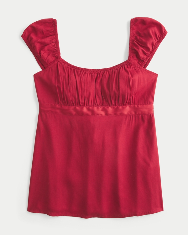 Easy Satin Tie Babydoll Top