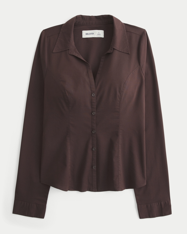 Stretch Poplin Button-Through Shirt