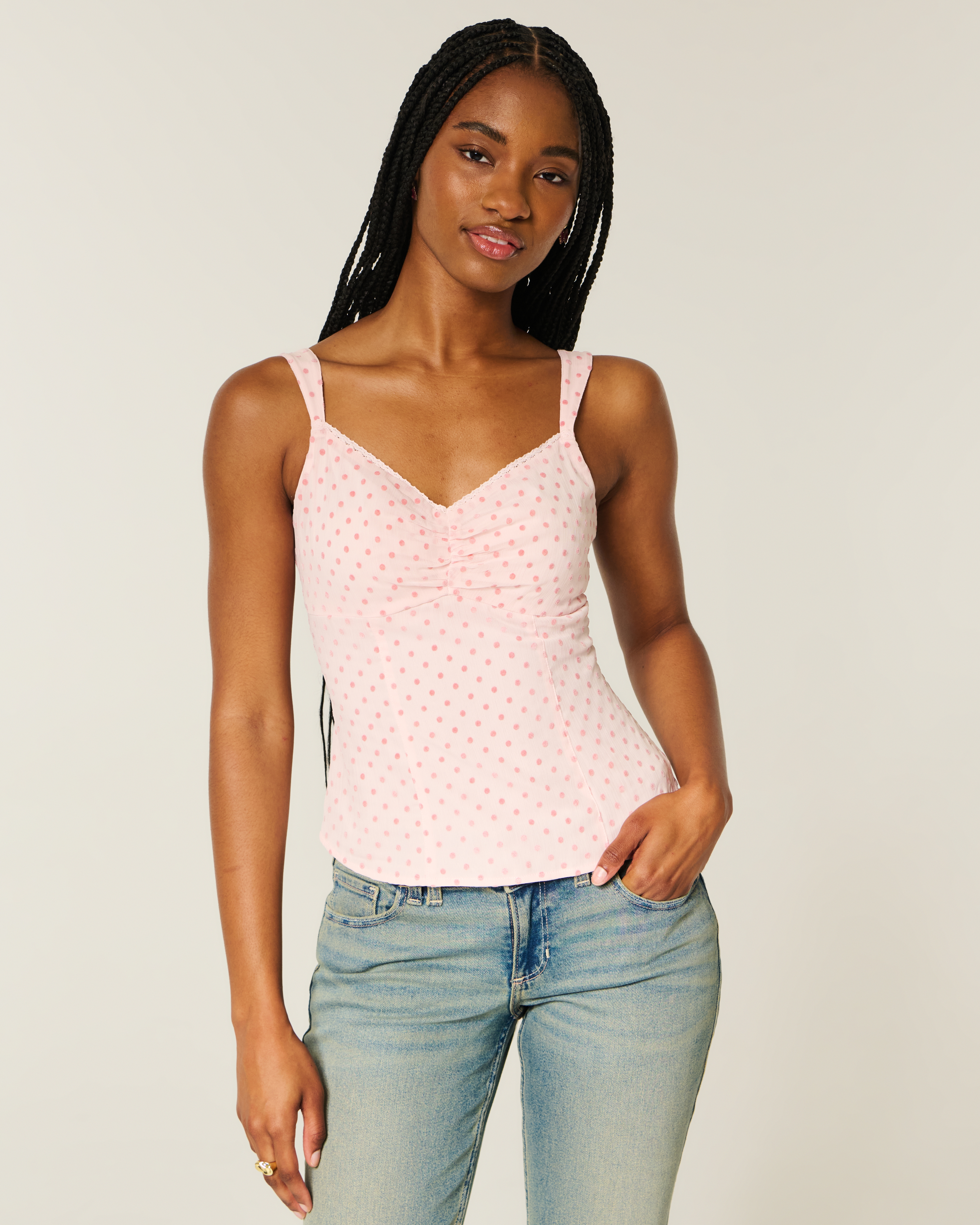 Hollister Lace Trim Chiffon Tank