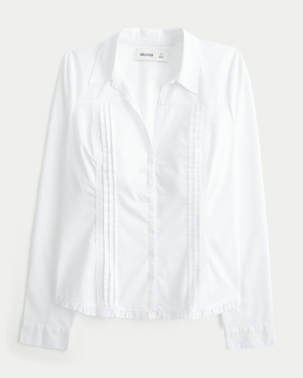 Lace Inset Button-Through Shirt