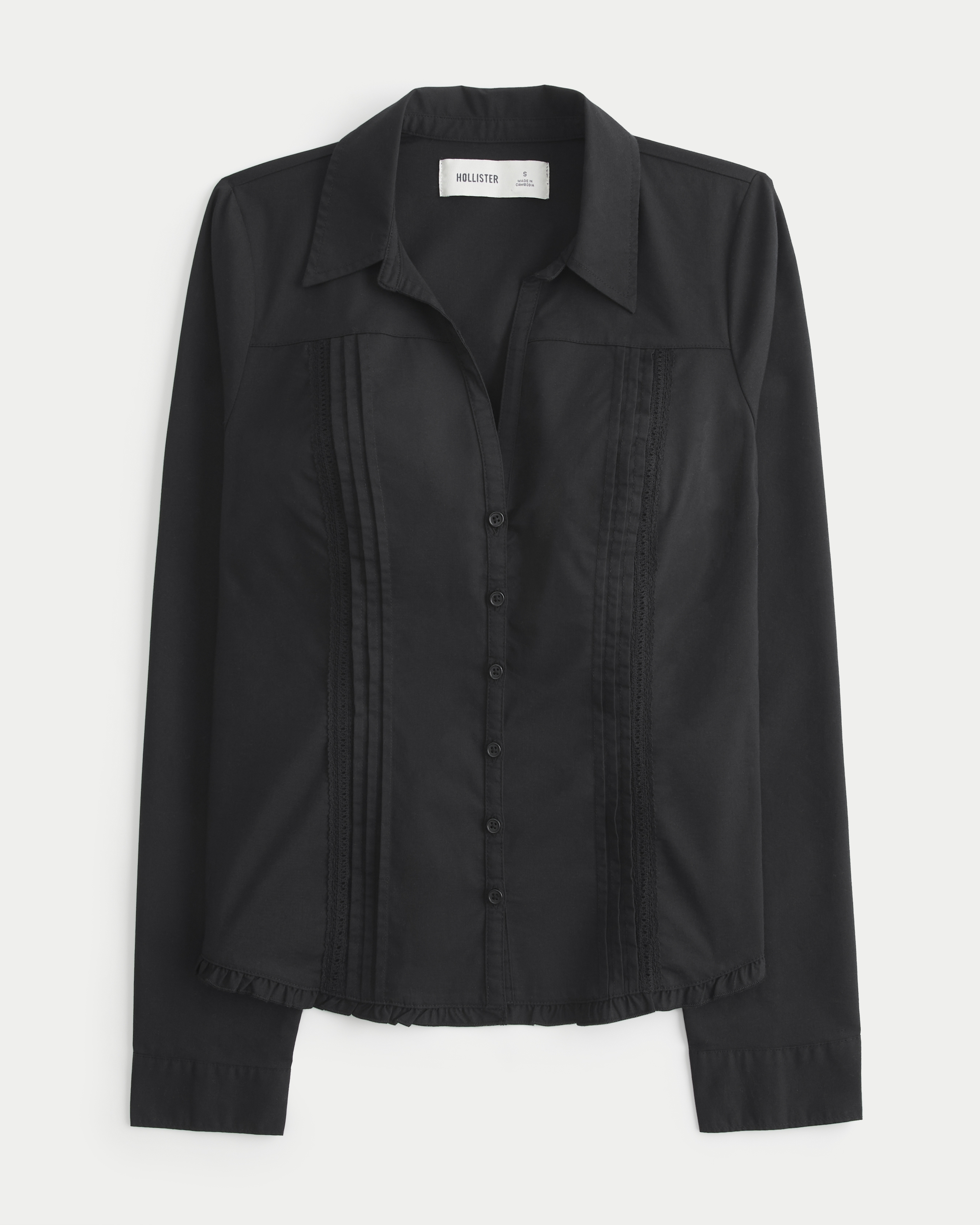 Lace Inset Button Front Shirt