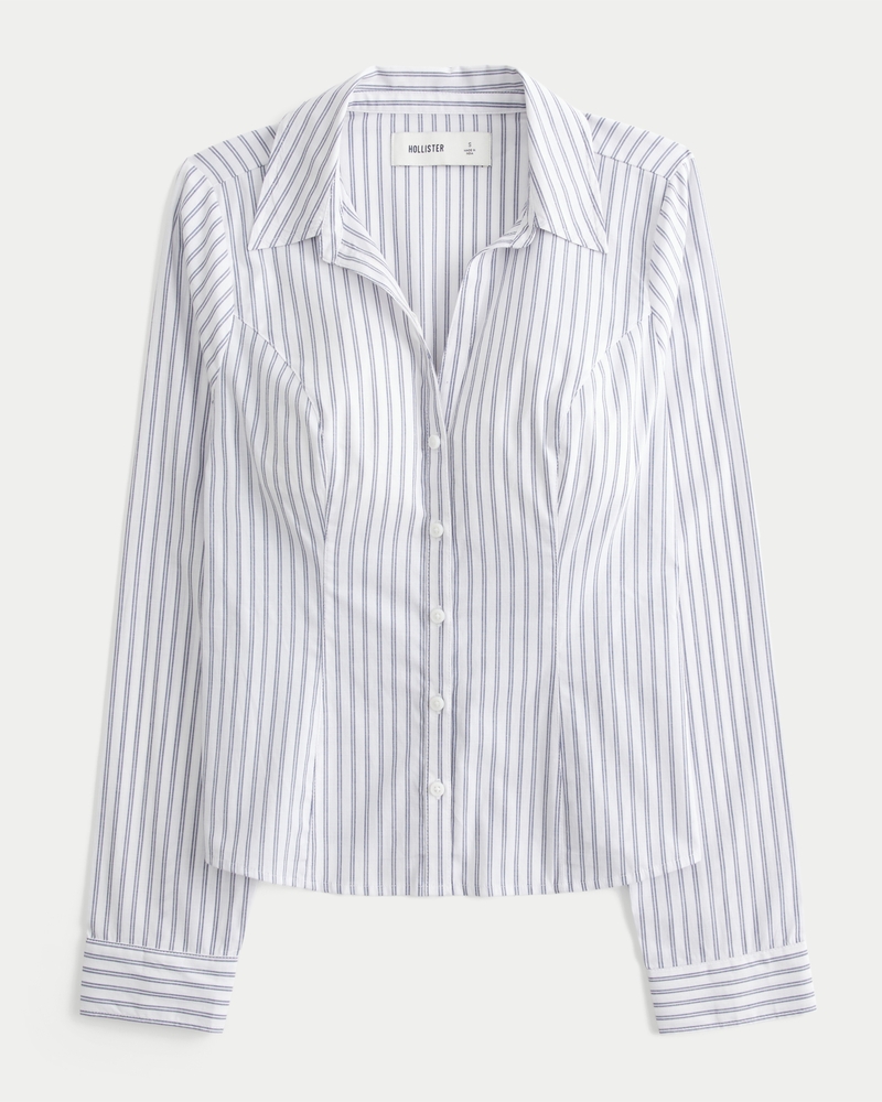 Stretch Poplin Button-Through Shirt
