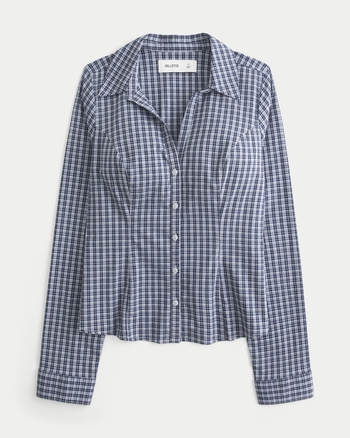 Women's Stretch Poplin Button-Through Shirt | Women's Tops | HollisterCo.com
