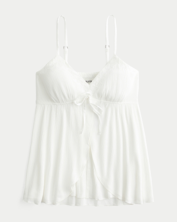 Crinkle Shine Flyaway Babydoll Top, Cloud White view 1