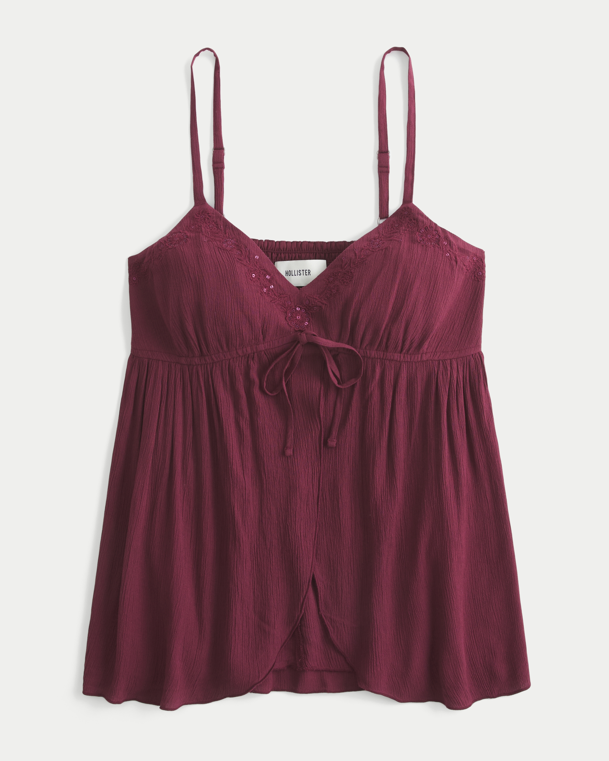 hollisterページ Women's Crinkle Shine Flyaway Babydoll Top | Women's Tops