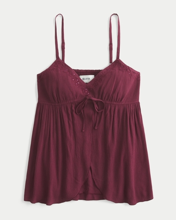 Women's Crinkle Shine Flyaway Babydoll Top | Women's Tops | HollisterCo.com