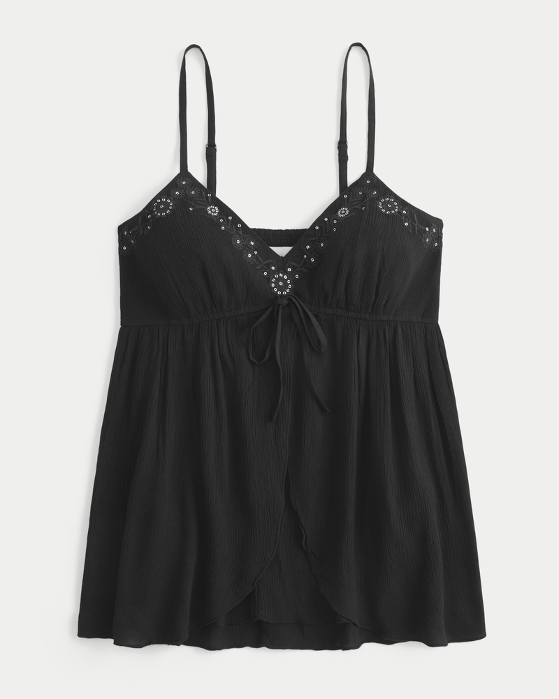 Crinkle Shine Flyaway Babydoll Top