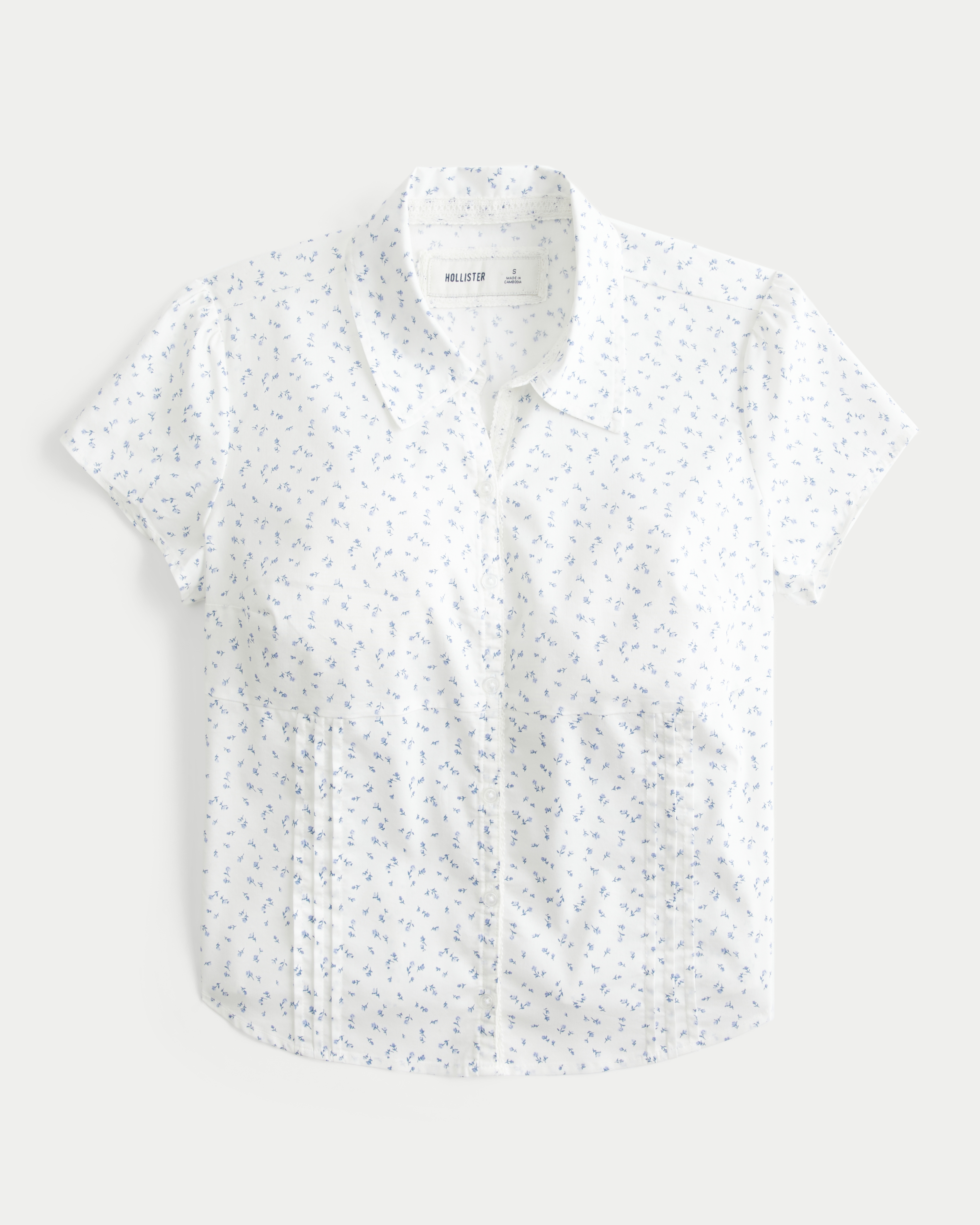 Hollister Ciara Short-Sleeve Stretch Poplin Button Front Shirt